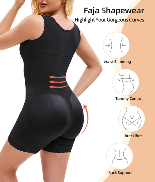 Zipper Front Full Bodysuit Shaper
