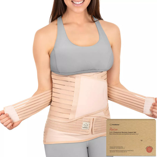 Keababies Revive 3 in 1 Postpartum Belly Band, Abdominal Binder Belly Wrap, Post Partum Recovery Waist Binder Shapewear