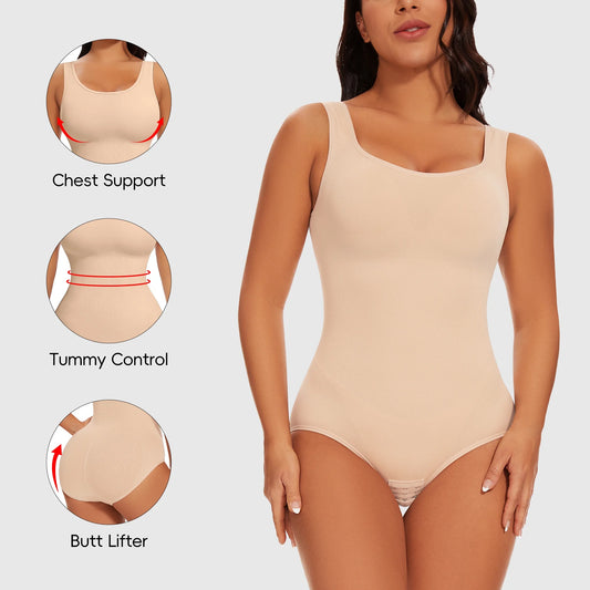 Shapewear Bodysuit for Women Tummy Control Body Shaper Seamless Body Suit Sleeveless Going Out Tops