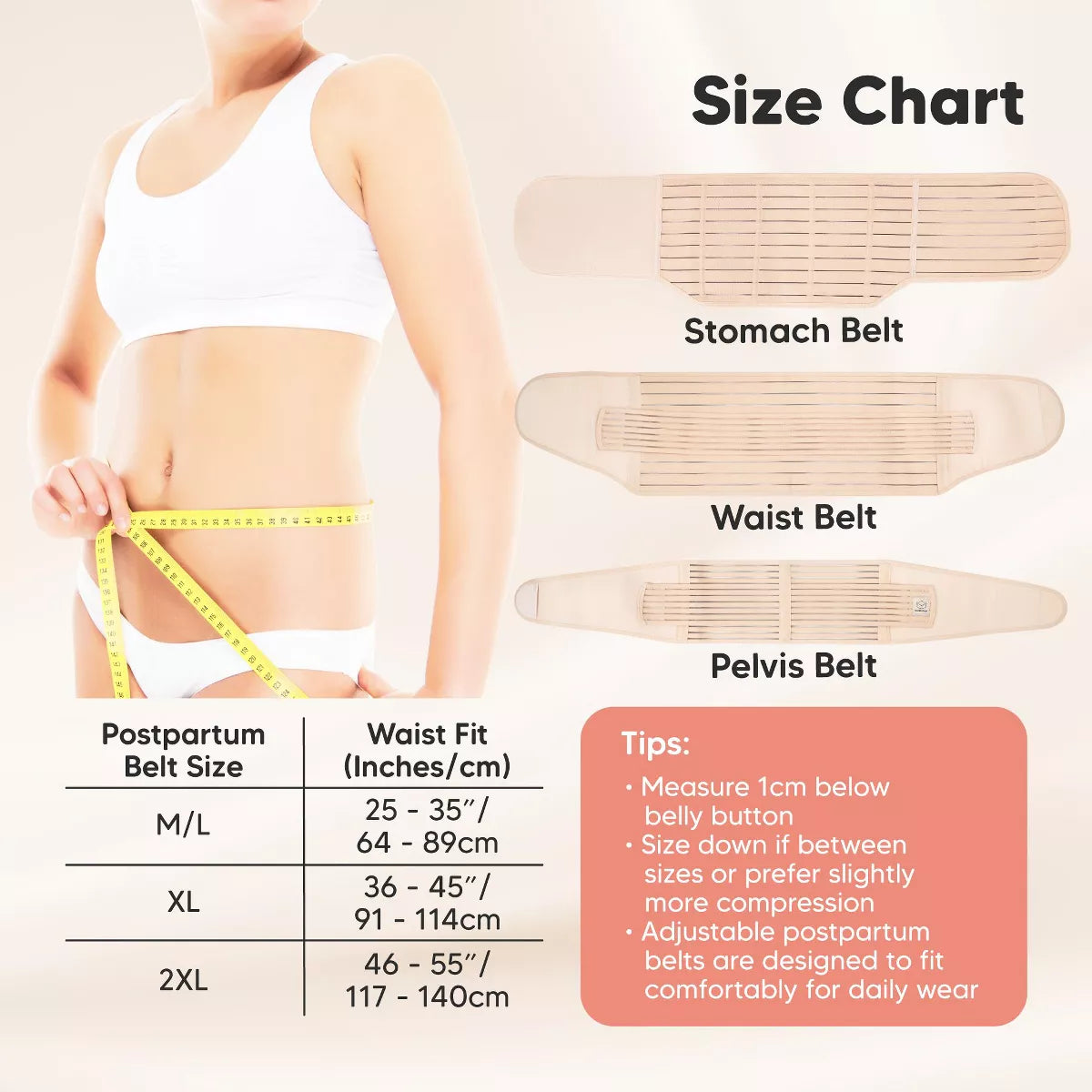 Keababies Revive 3 in 1 Postpartum Belly Band, Abdominal Binder Belly Wrap, Post Partum Recovery Waist Binder Shapewear