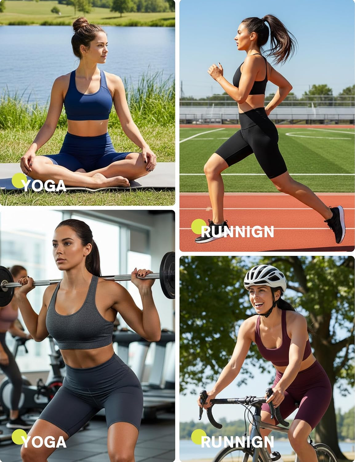 10" Biker Shorts Women Tummy Control High Waisted Workout Athletic Yoga Compression Long Shorts with 2 Hidden Pockets