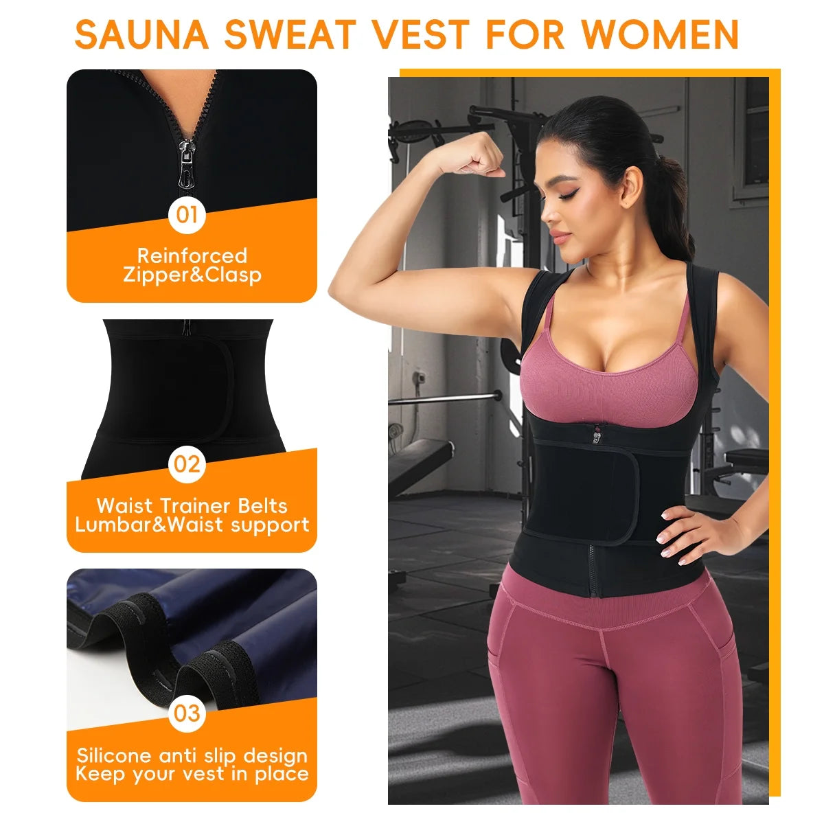 Women'S Hot Sauna Workout Waist Trainer Vest Corset Trimmer Belt Sweat Slimming Body Shaper
