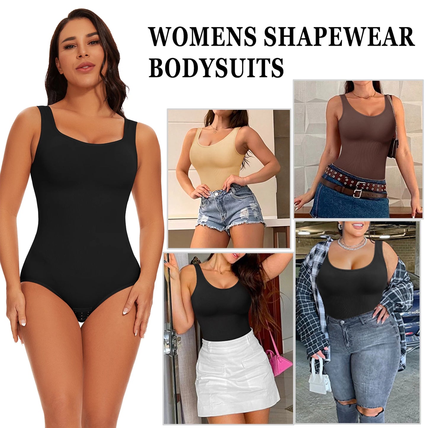 Shapewear Bodysuit for Women Tummy Control Body Shaper Seamless Body Suit Sleeveless Going Out Tops