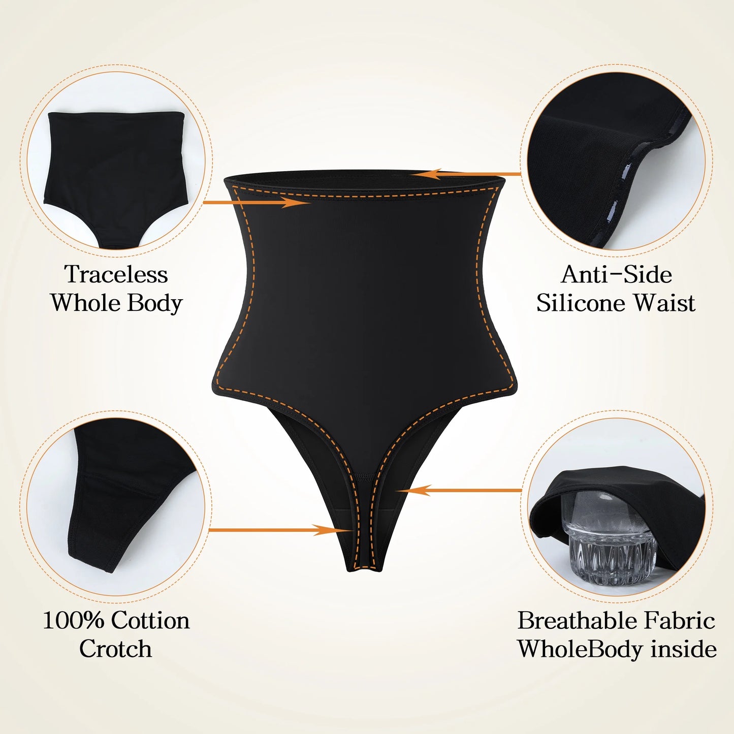 3 Pack Thong Shapewear Panties for Women Tummy Control Girdle High Waist Cincher Slimmer Smoothing