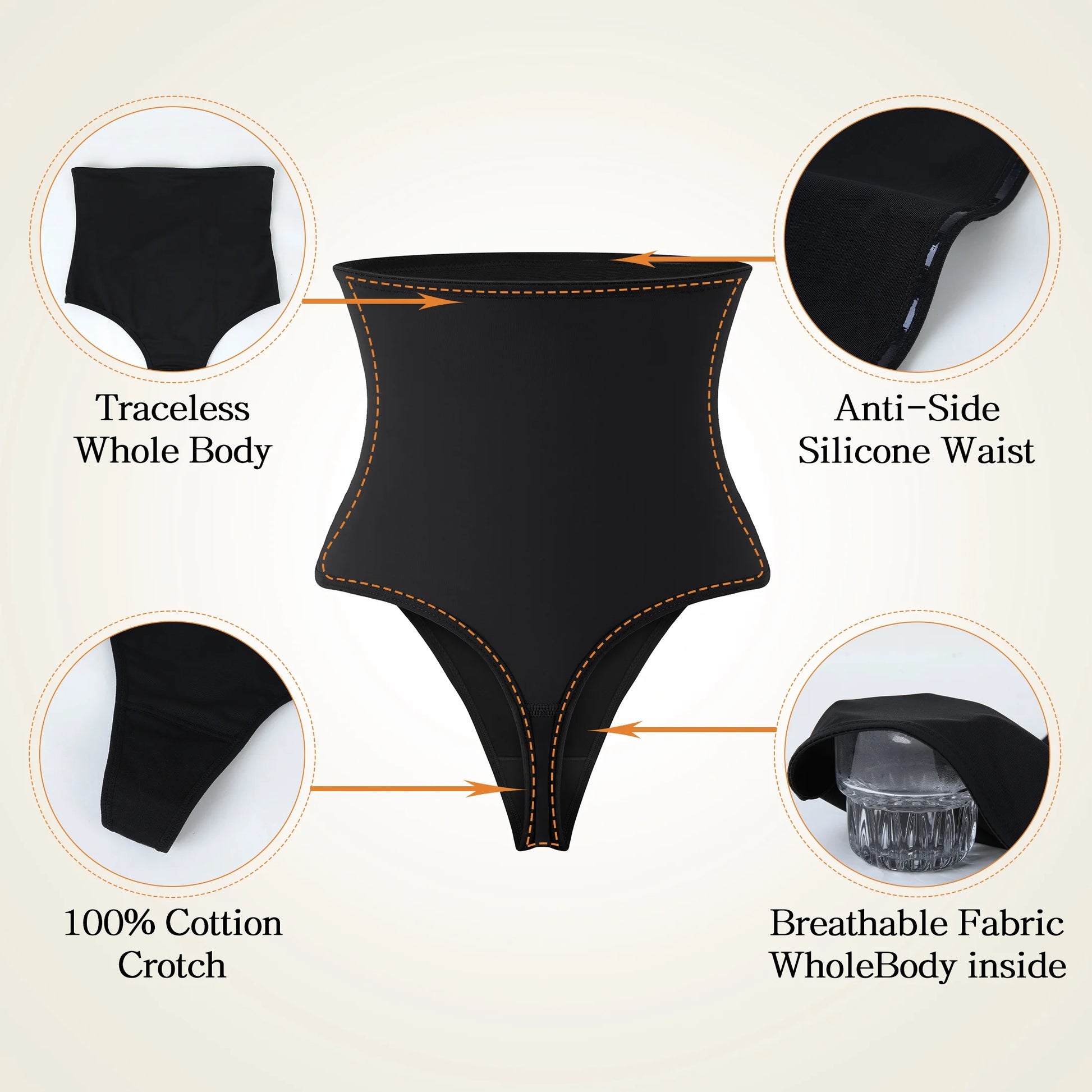 3 Pack Thong Shapewear Panties for Women Tummy Control Girdle High Waist Cincher Slimmer Smoothing