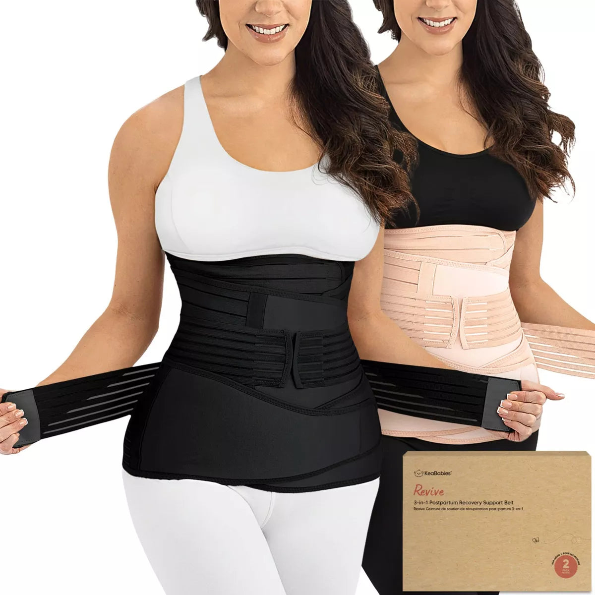 Keababies Revive 3 in 1 Postpartum Belly Band, Abdominal Binder Belly Wrap, Post Partum Recovery Waist Binder Shapewear