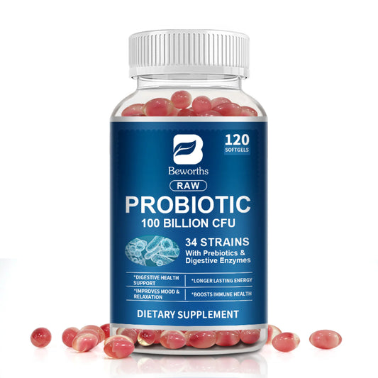 (2 Pack) 100 Billion CFU Probiotics with Prebiotics – 34 Strains for Digestive & Immune Support, 240 Count