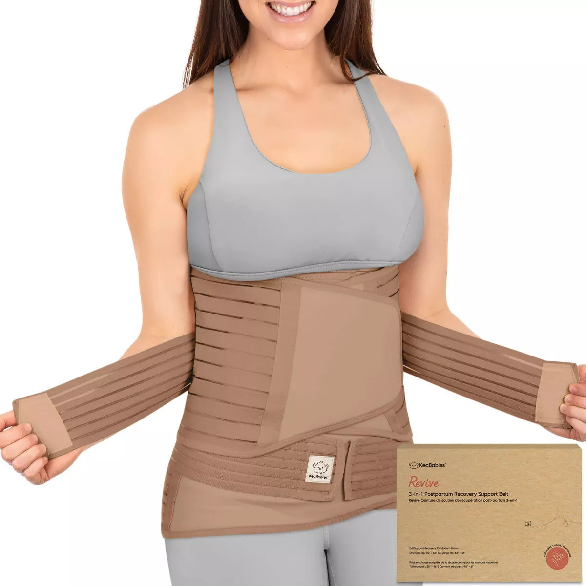 Keababies Revive 3 in 1 Postpartum Belly Band, Abdominal Binder Belly Wrap, Post Partum Recovery Waist Binder Shapewear