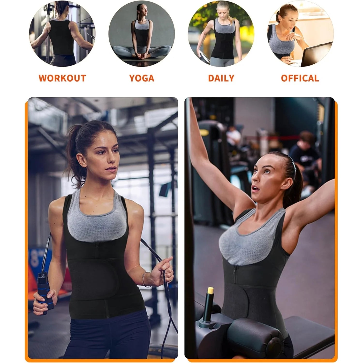 Women'S Hot Sauna Workout Waist Trainer Vest Corset Trimmer Belt Sweat Slimming Body Shaper