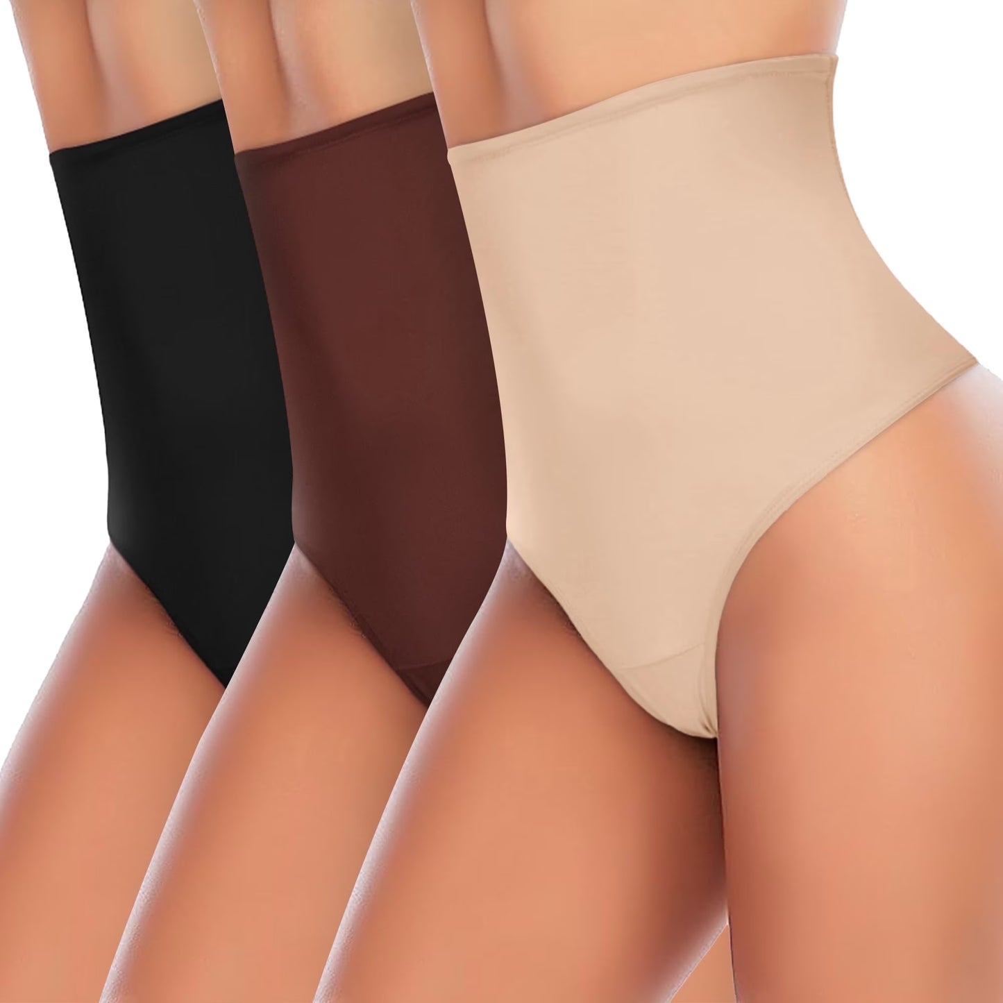 3 Pack Thong Shapewear Panties for Women Tummy Control Girdle High Waist Cincher Slimmer Smoothing
