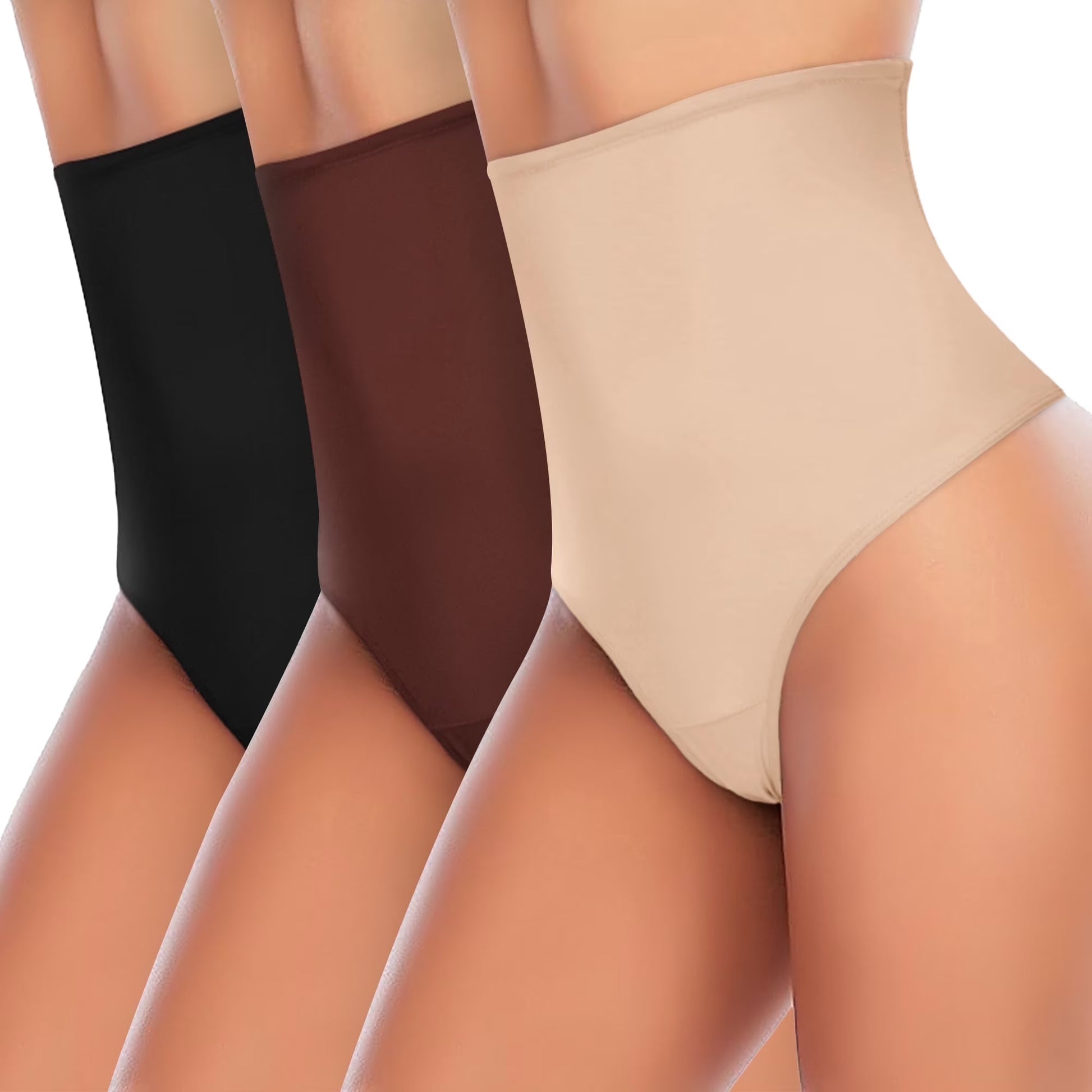 3 Pack Thong Shapewear Panties for Women Tummy Control Girdle High Waist Cincher Slimmer Smoothing