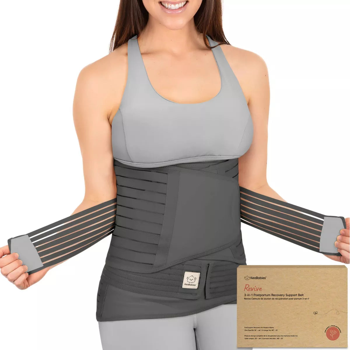 Keababies Revive 3 in 1 Postpartum Belly Band, Abdominal Binder Belly Wrap, Post Partum Recovery Waist Binder Shapewear