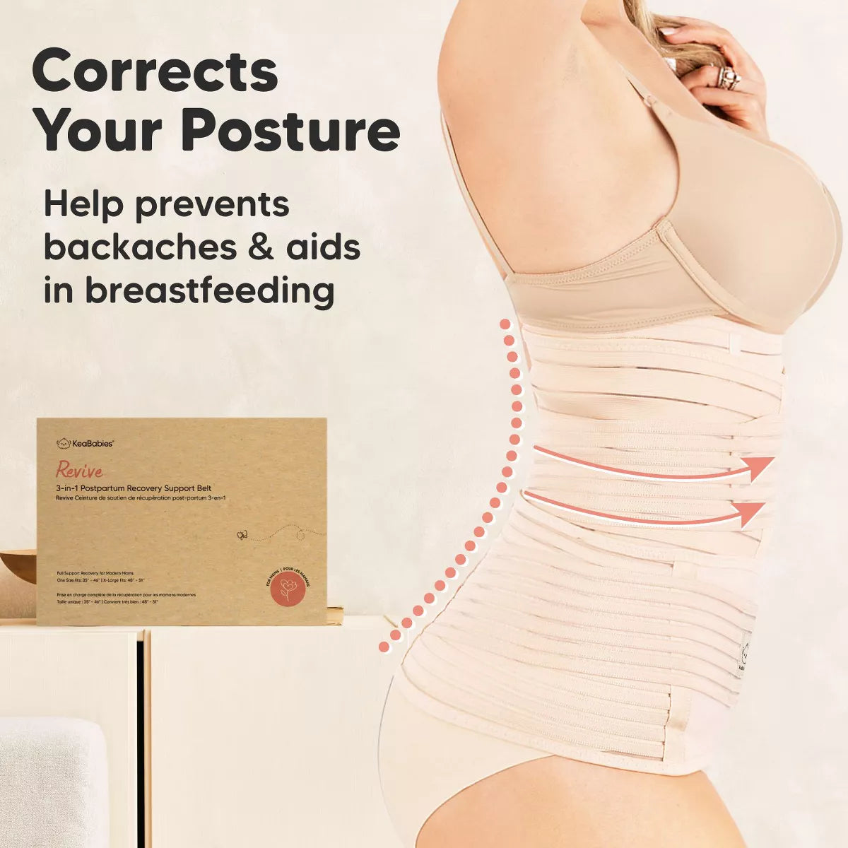 Keababies Revive 3 in 1 Postpartum Belly Band, Abdominal Binder Belly Wrap, Post Partum Recovery Waist Binder Shapewear