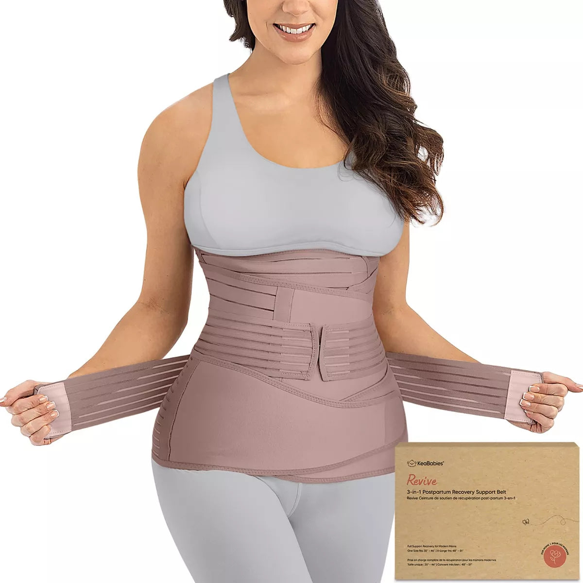 Keababies Revive 3 in 1 Postpartum Belly Band, Abdominal Binder Belly Wrap, Post Partum Recovery Waist Binder Shapewear