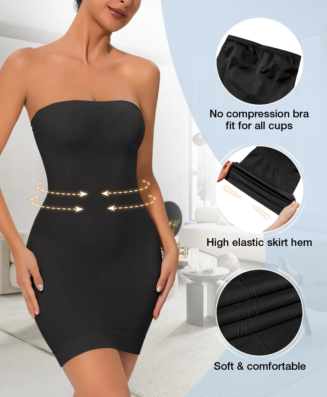 Strapless Shapewear for Women Full Slip Shapewear Dress Tummy Control Slip for Women under Dress