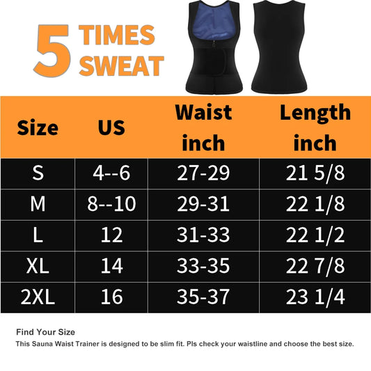 Women'S Hot Sauna Workout Waist Trainer Vest Corset Trimmer Belt Sweat Slimming Body Shaper