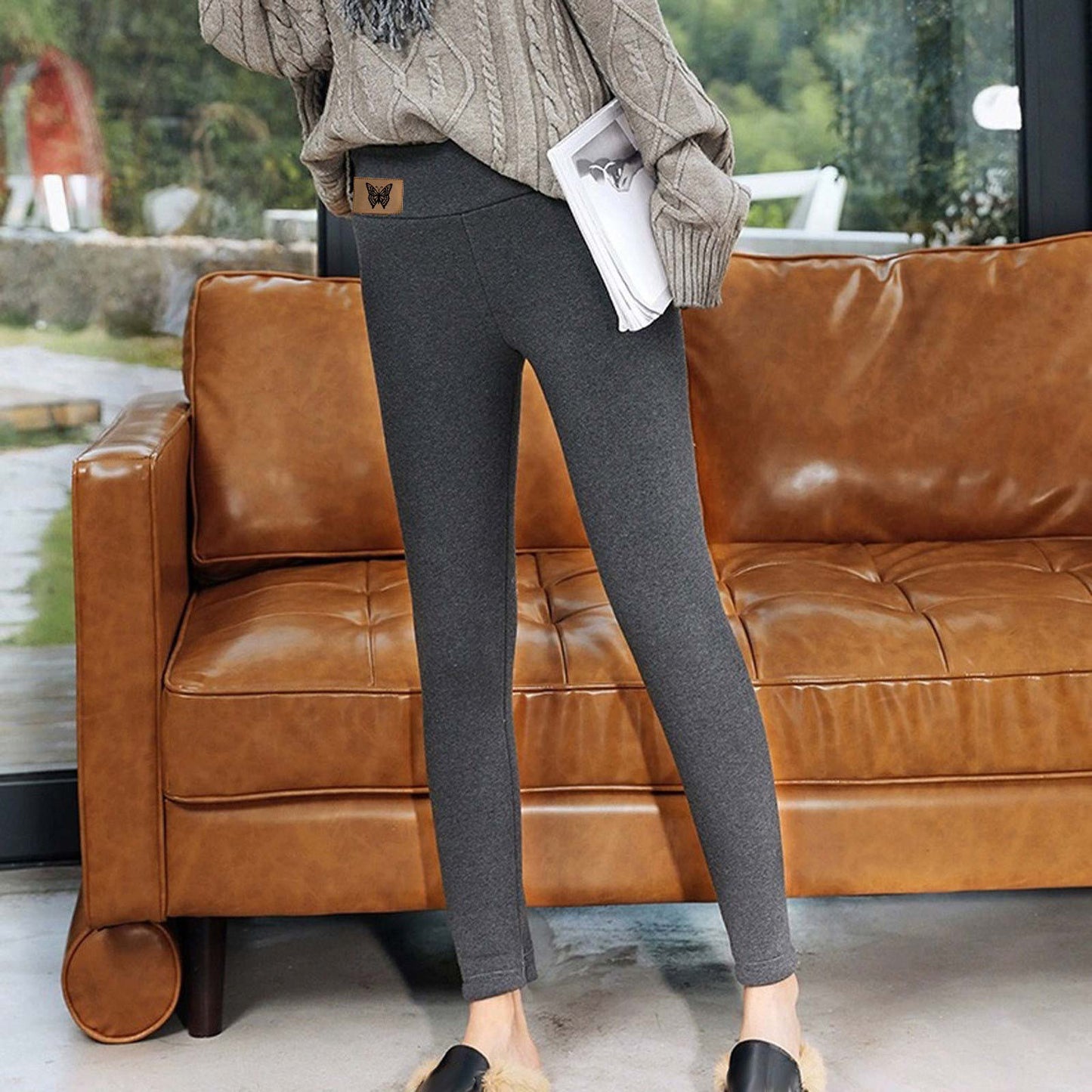 Fleece Leggings for Women Winter, High Waist Leggings for Women Fleece Lined Winter Warm Plush Fleece Leggings Casual Thick Leggings Elastic Slim Legging