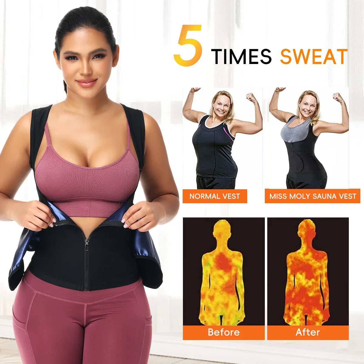 Women'S Hot Sauna Workout Waist Trainer Vest Corset Trimmer Belt Sweat Slimming Body Shaper