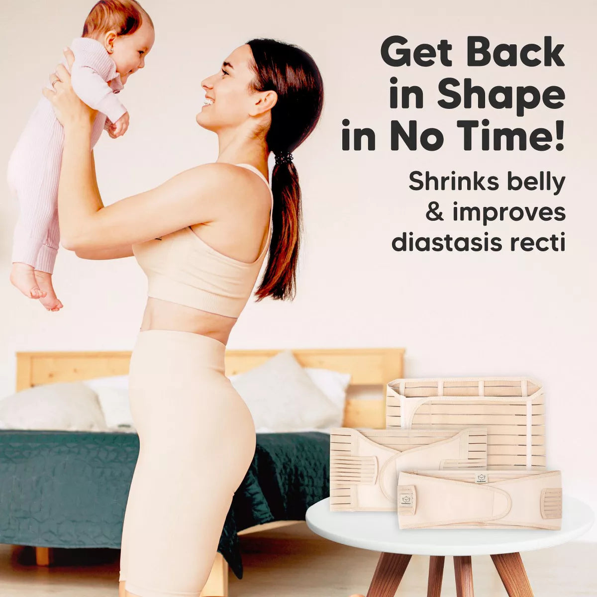 Keababies Revive 3 in 1 Postpartum Belly Band, Abdominal Binder Belly Wrap, Post Partum Recovery Waist Binder Shapewear
