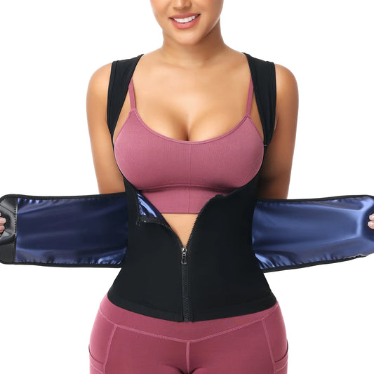 Women'S Hot Sauna Workout Waist Trainer Vest Corset Trimmer Belt Sweat Slimming Body Shaper
