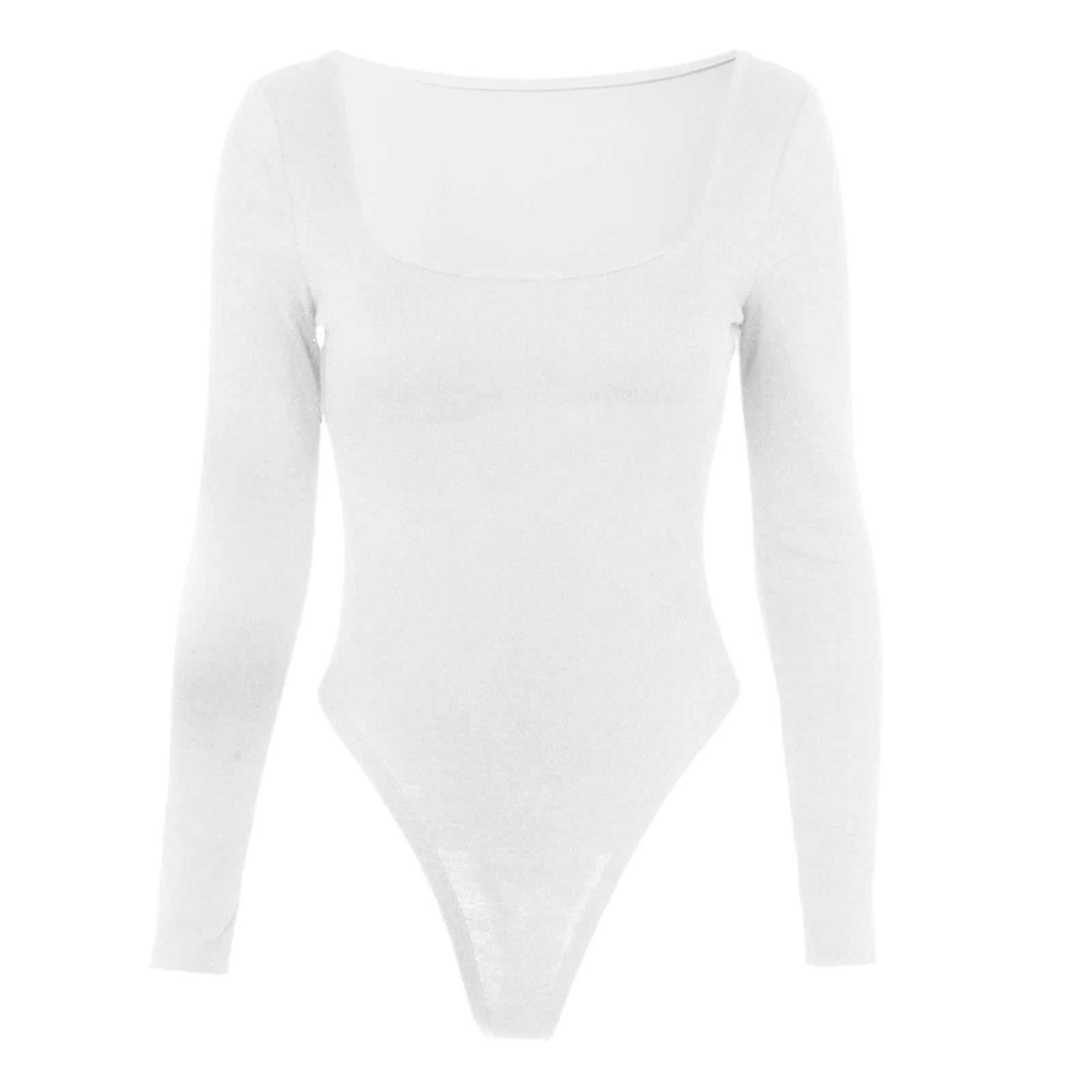 Long Sleeve Bodysuit for Women Black Square Neck Stretchy Sexy Slim Fit Tops Bodysuit Jumpsuit Shapewear