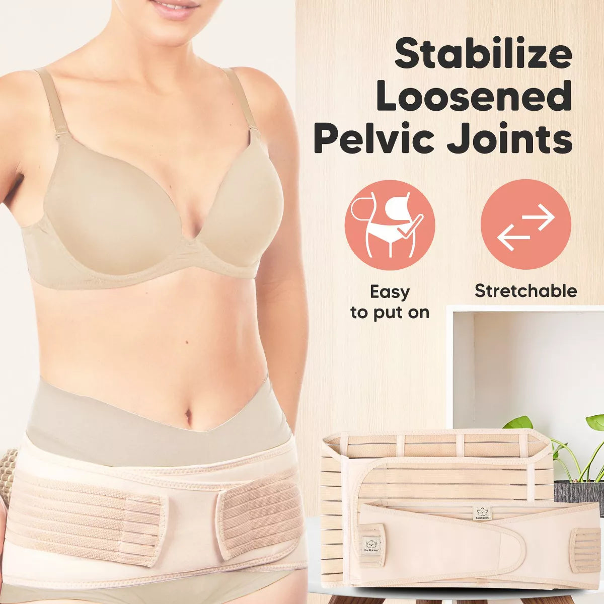 Keababies Revive 3 in 1 Postpartum Belly Band, Abdominal Binder Belly Wrap, Post Partum Recovery Waist Binder Shapewear