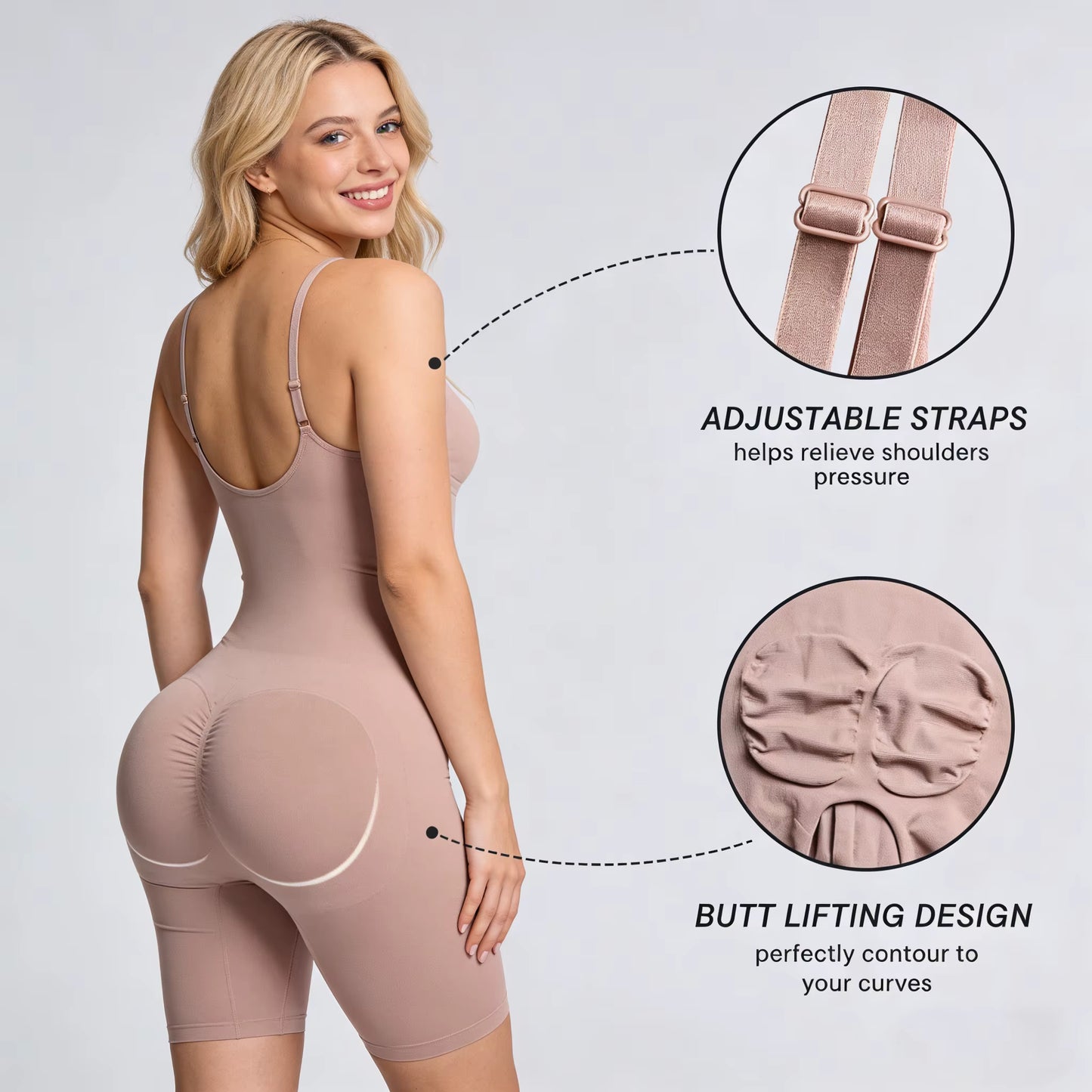 Wholesale Butt Lift Seamless Bodysuit 1-Piece High Support Tummy Control Shapewear Adjustable U-Back plus Size Faja Body Shaper