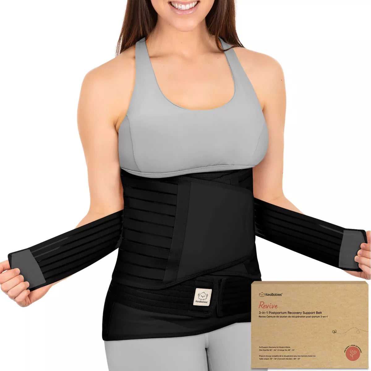 Keababies Revive 3 in 1 Postpartum Belly Band, Abdominal Binder Belly Wrap, Post Partum Recovery Waist Binder Shapewear