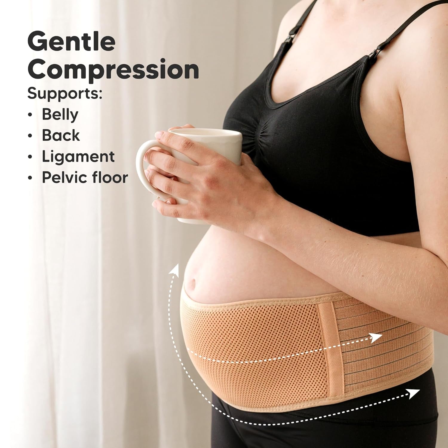 Pregnancy Belly Bands for Pregnant Women - 1-Pack, Soft & Breathable Maternity Belly Support Band, Easy Adjustable Maternity Belt for Back, Pelvic Support, Comfortablee (Classic Ivory, M/L)